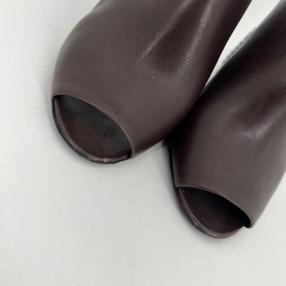 Balenciaga Leather Coiled Wrap Heel Mules Marron Cachou Brown Green Modern - Picture 4 of 10